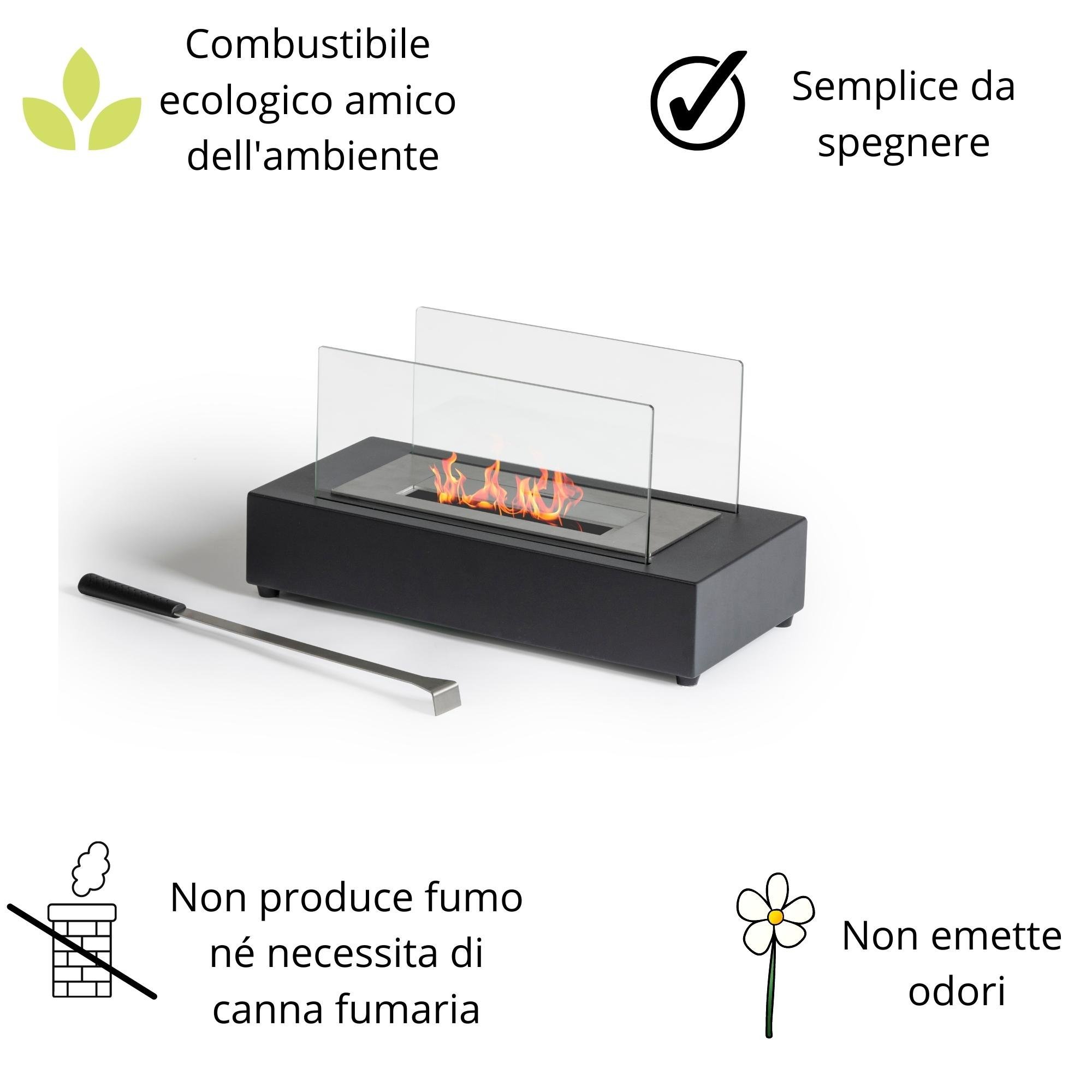 Camino bioetanolo da Tavolo ELDUR Nero - Norbe Camino bioetanolo da Tavolo ELDUR Nero - immagine 5