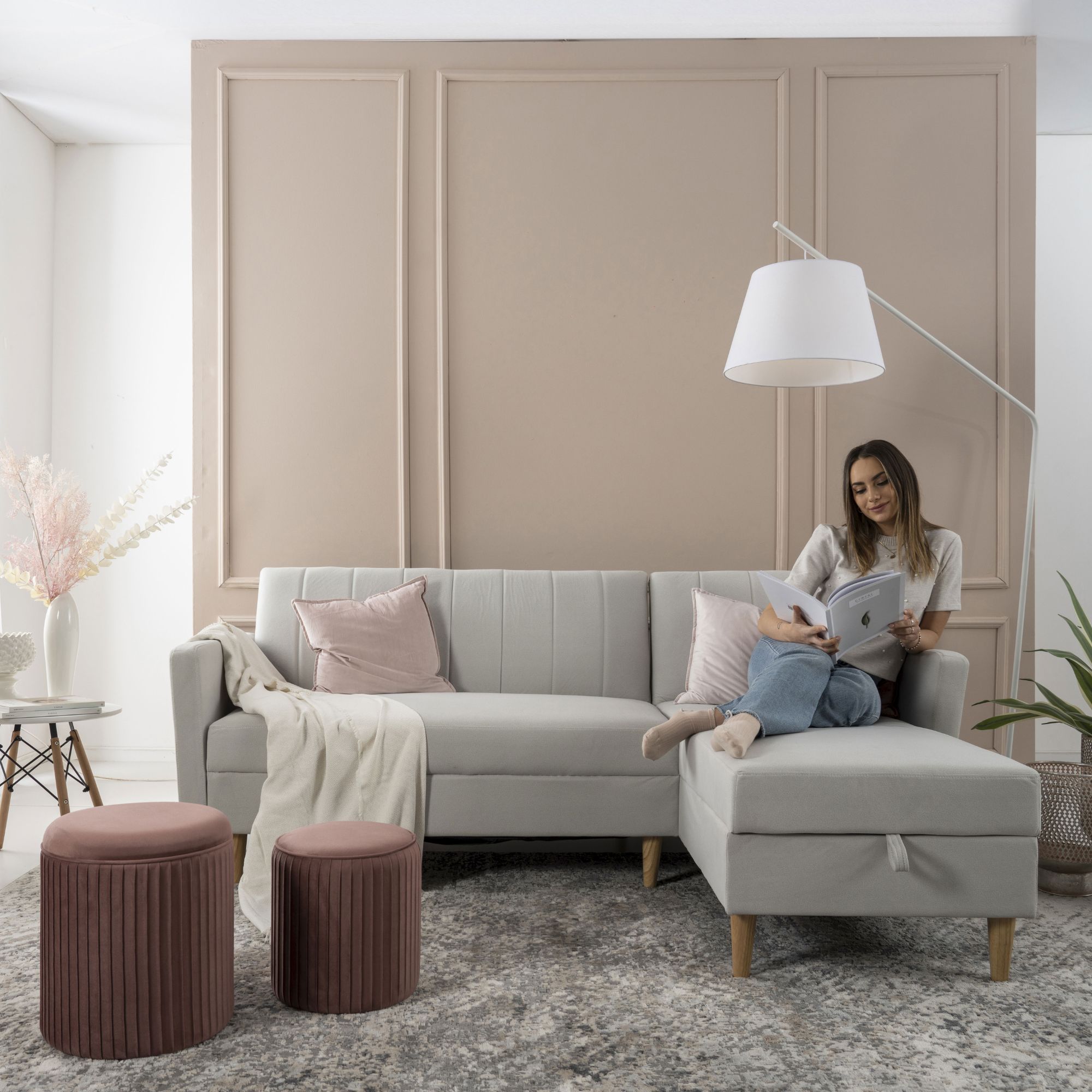 Divano letto contenitore Grigio chiaro HARALD - Norbe Divano letto contenitore Grigio chiaro HARALD - immagine 2