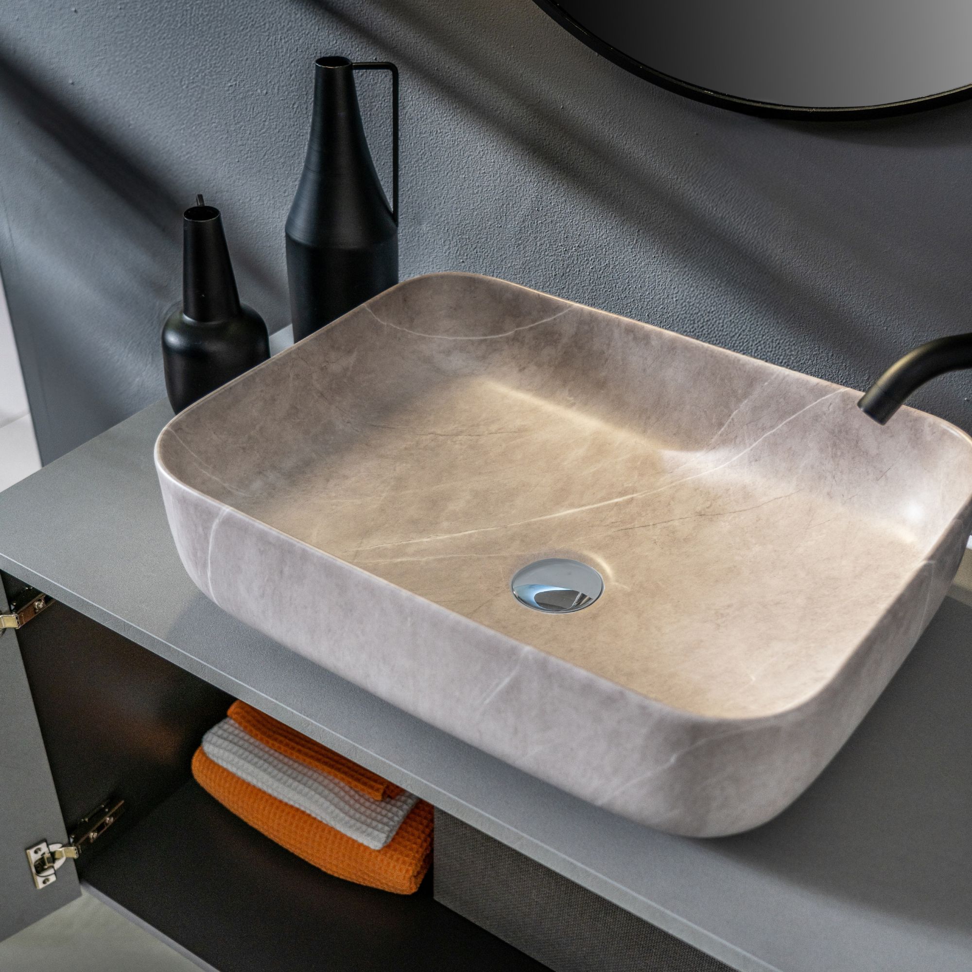 Lavabo da appoggio MARMO GRIGIO 50x38,5 cm - MIRMO - Norbe Lavabo da appoggio MARMO GRIGIO 50x38,5 cm - MIRMO - immagine 5