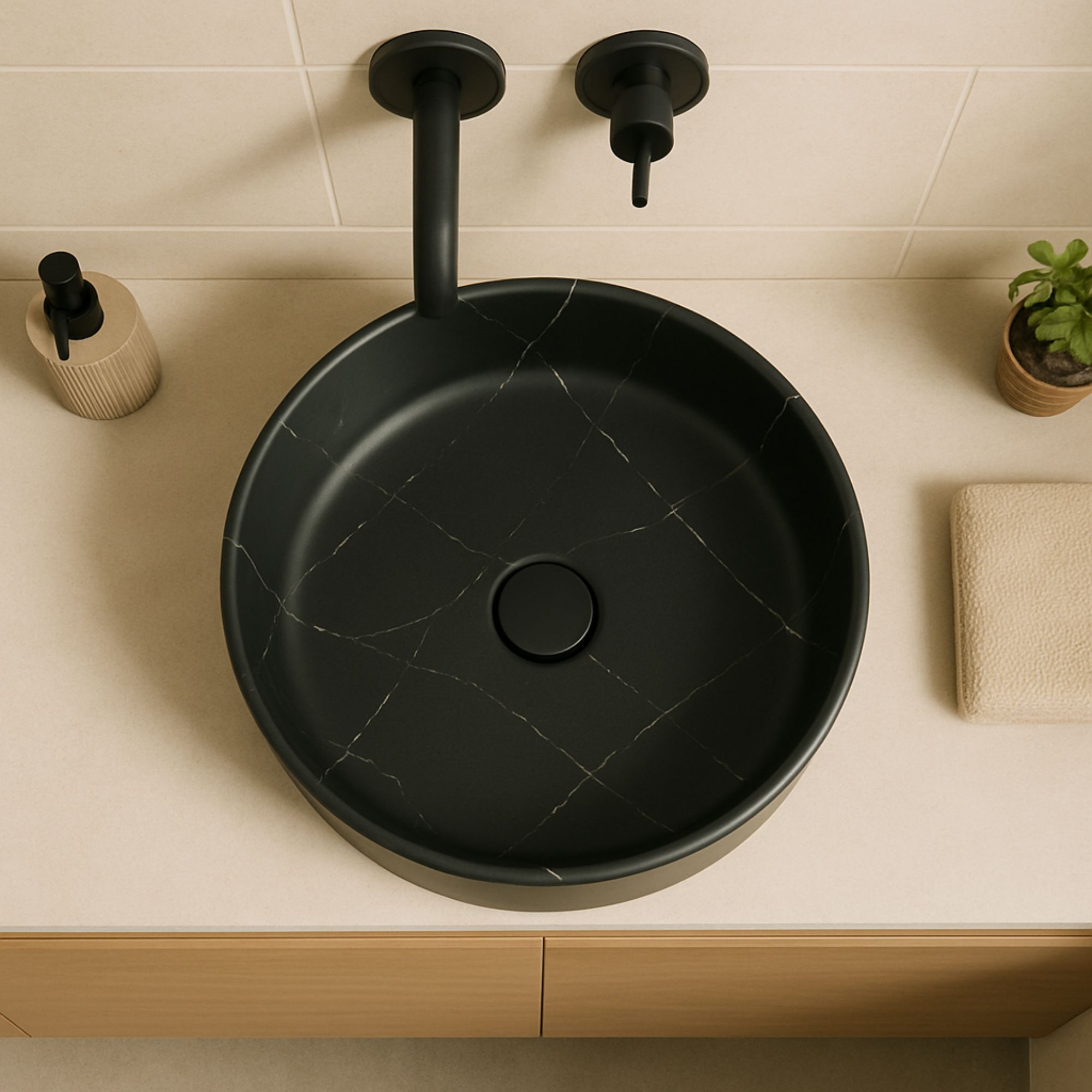 Lavabo da appoggio MARMO NERO 40x12 cm - TEIDE - Norbe Lavabo da appoggio MARMO NERO 40x12 cm - TEIDE - immagine 3